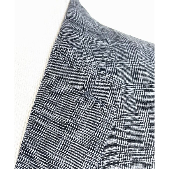 Joseph Abboud Linen Sport Coat Jacket Two Button Gray Black Plaid  Mens Size XL - Picture 3 of 15